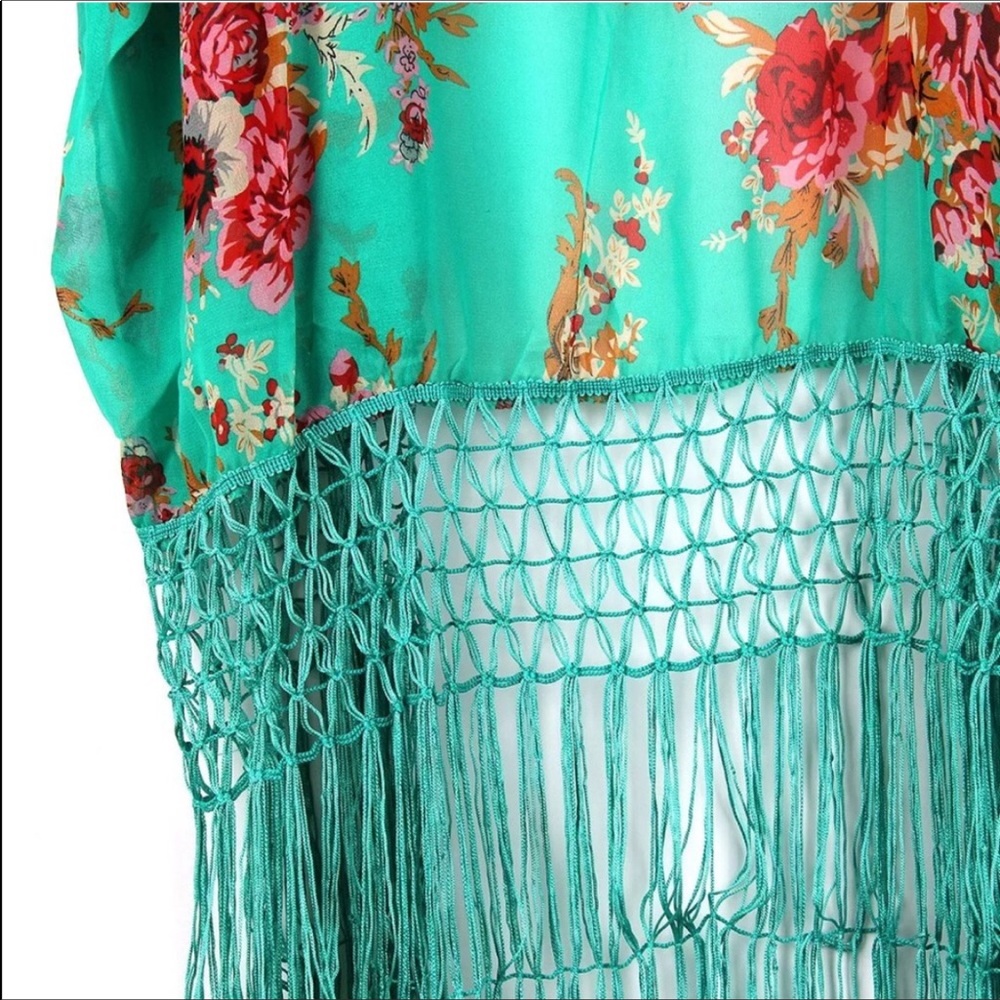 🌺New🌺Floral Kimono Fringe - Picture 5 of 8